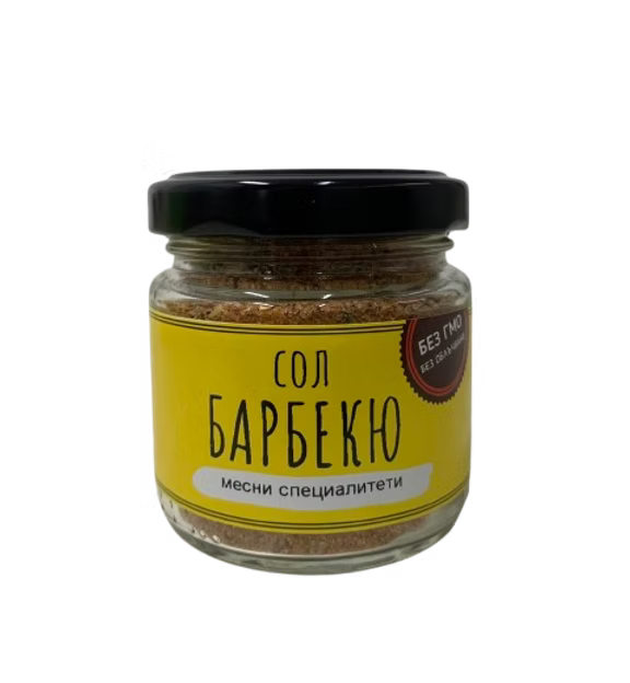 стъклено бурканче с натурална подправка барбекю сол от Щипка Сол